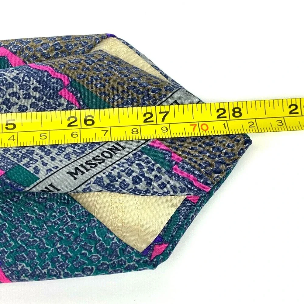 MISSONI Diagonal Animal Print Striped Multicolor 100% Silk Necktie - Needs fix